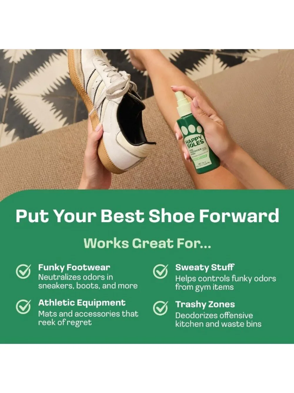 Shoe Deodorizer Spray for Smelly Shoes & Gym Gear - Strong Odor Eliminator, 4oz